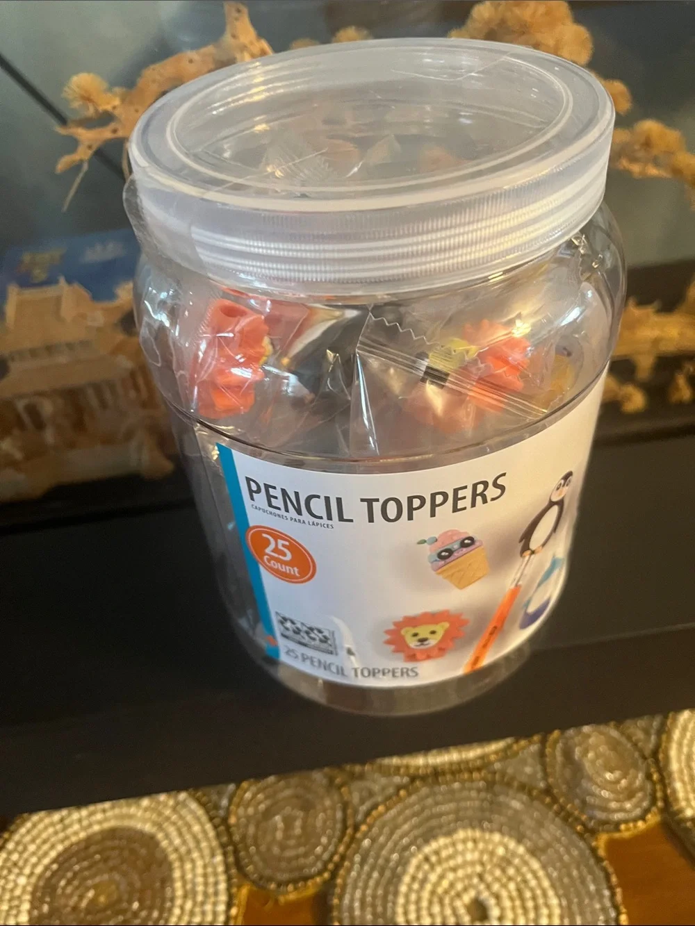 Cute Animal Pencil Toppers Jar - Orange and Multicolor